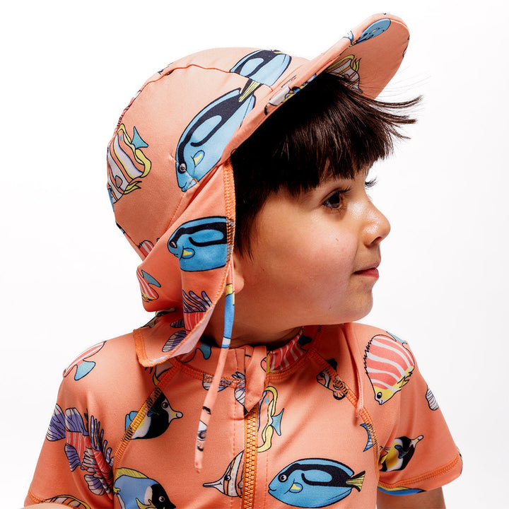 [Smafolk] UV50 Sun Hat With Fish - Papaya