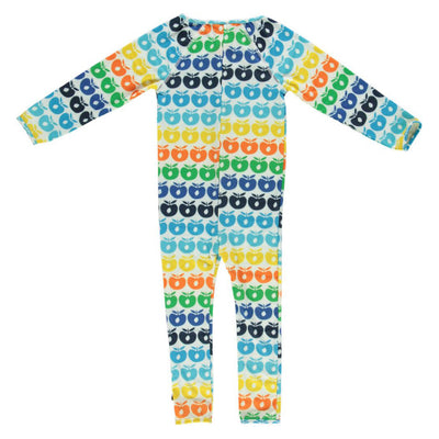 [Smafolk] UV50 Swimmer Suit LS. Mini Retro Apples - Blue Atoll