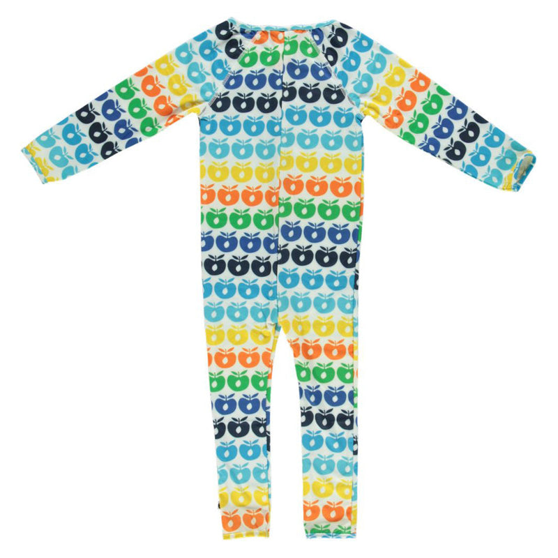 [Smafolk] UV50 Swimmer Suit LS. Mini Retro Apples - Blue Atoll