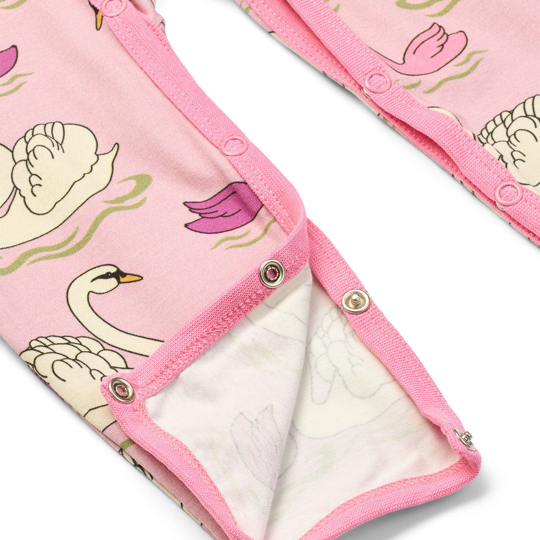 [Smafolk] Ulm Long Sleeved Baby Suit With Swan - Blush Cream