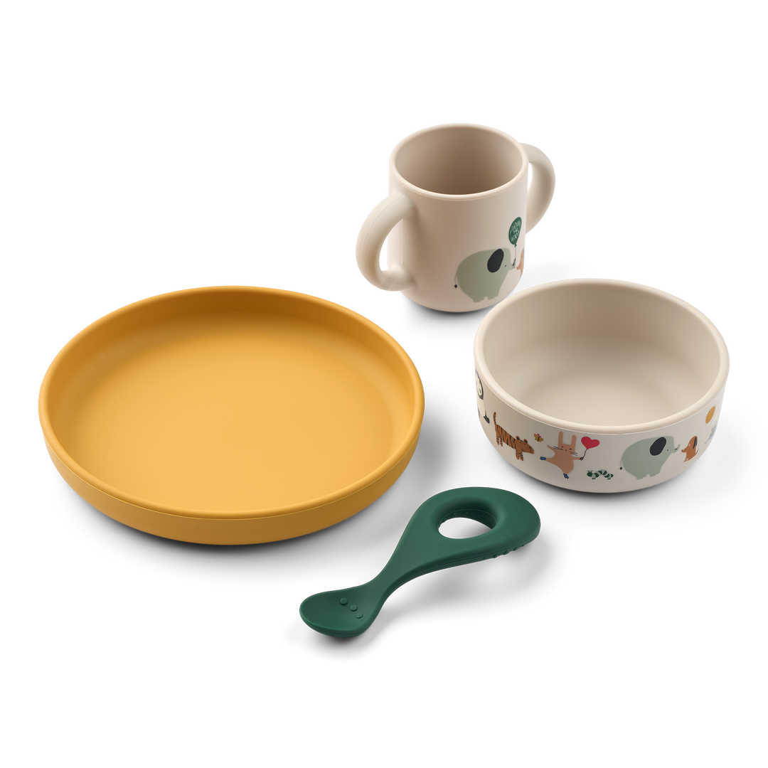 [Liewood] Vivi Printed Tableware Set - Around The World / Sandy
