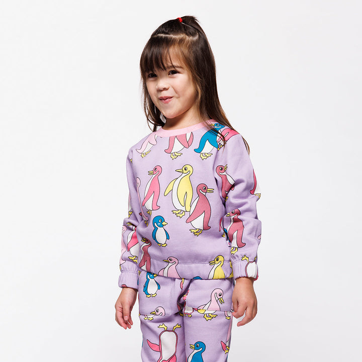 [Smafolk] Yapeen Sweatshirt With Penguins - Heather Purple