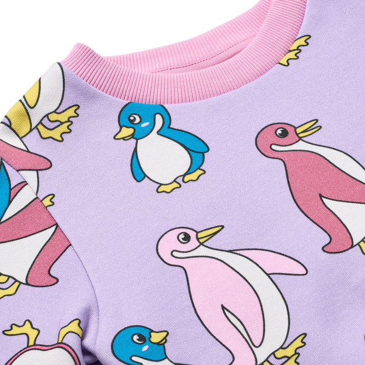 [Smafolk] Yapeen Sweatshirt With Penguins - Heather Purple