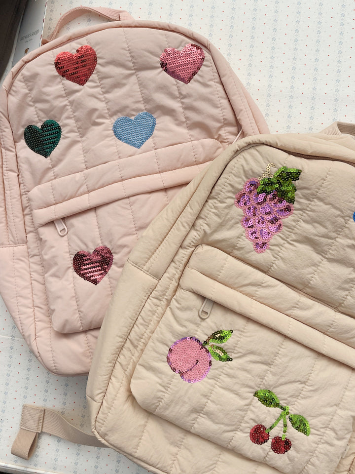 [Konges slojd] Juno Quilted Sequin Backpack - Cameo Rose