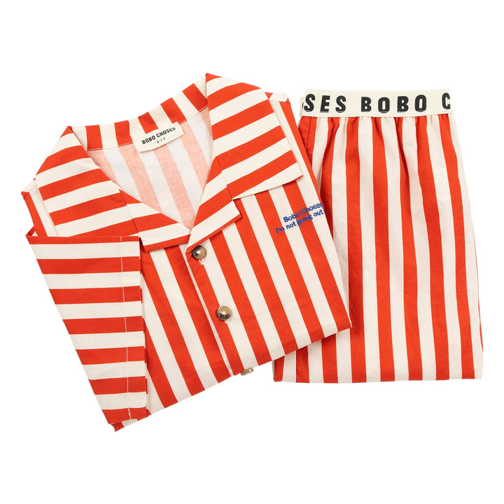 [Bobo Choses] Red Bold Stripe Loungewear Woven Set