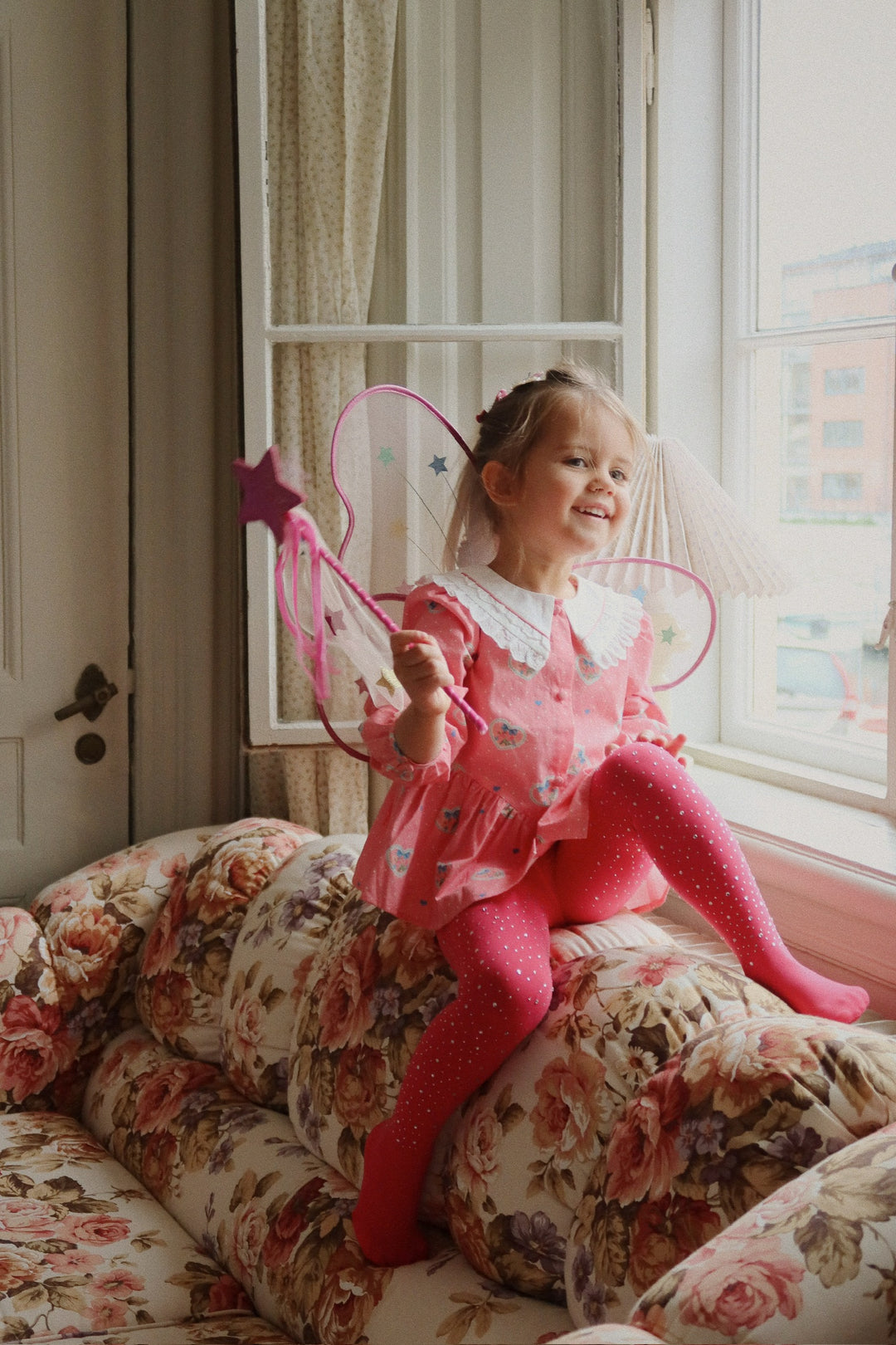 [Konges slojd][3-7Y]Glam stockings - Amour Pink