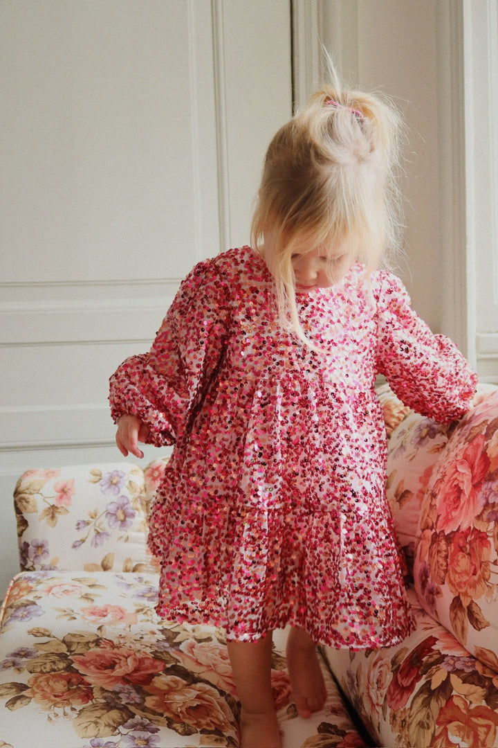 [Konges slojd] Lila Sequins Bow Dress - Sparkling Sangria