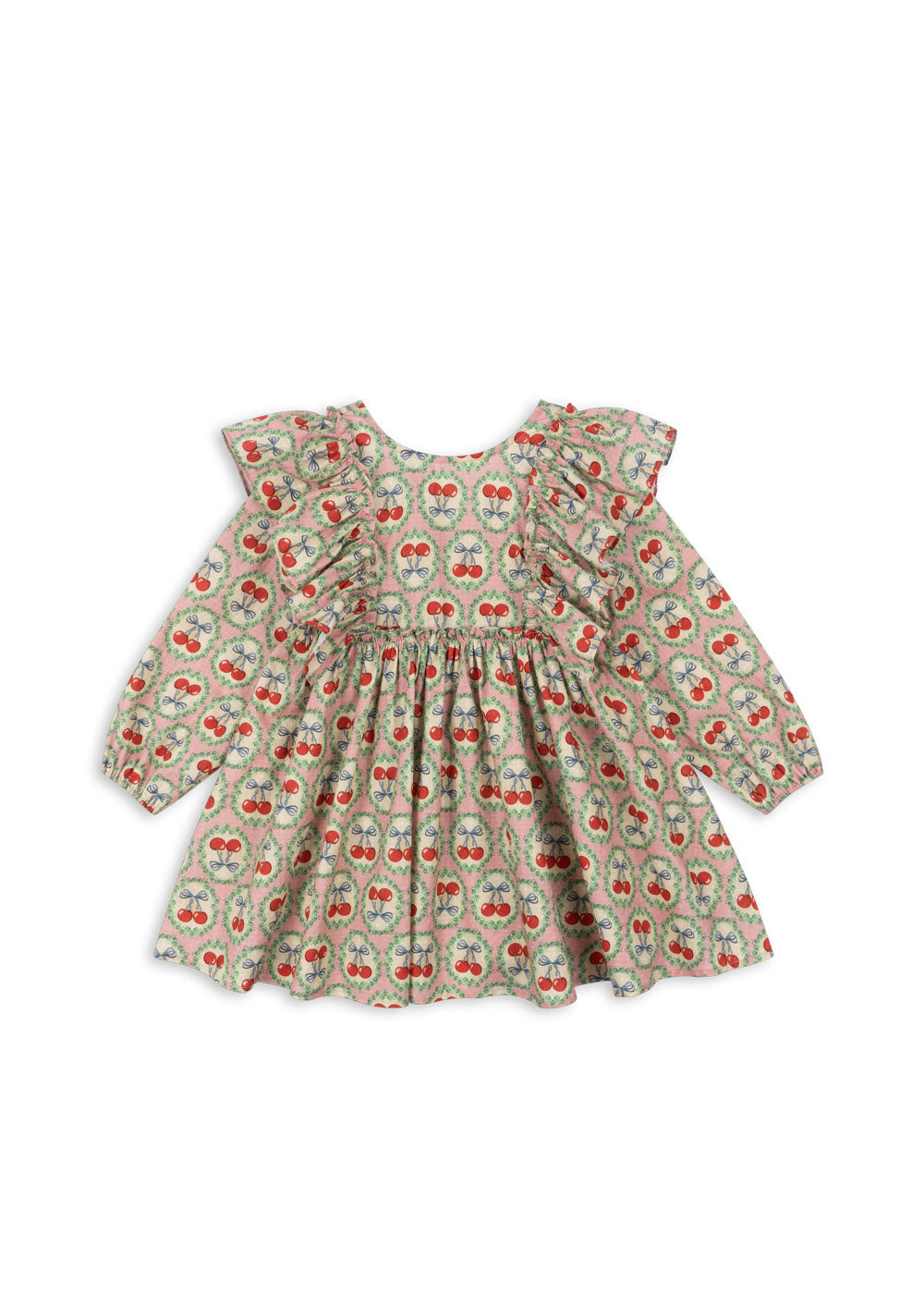 ワンピース Konges Sloejd EVIA LS BOW DRESS 7-8y Evia Bow Dress: Organic Cotton Cherry Print Dress with Back