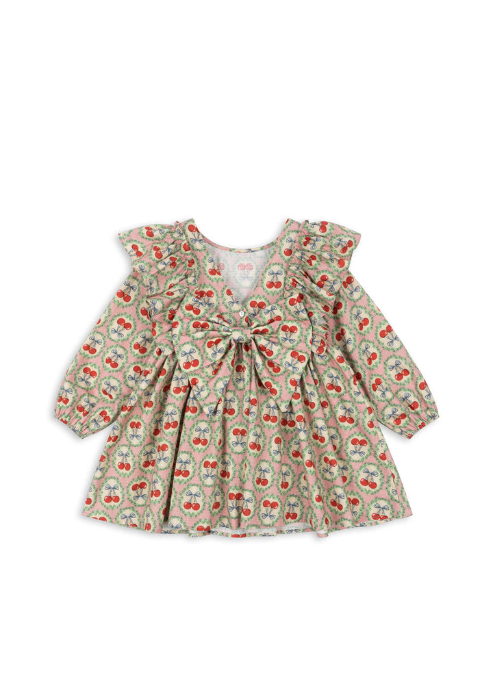 [Konges slojd] Evia LS Bow Dress GOTS - Cherry Bow