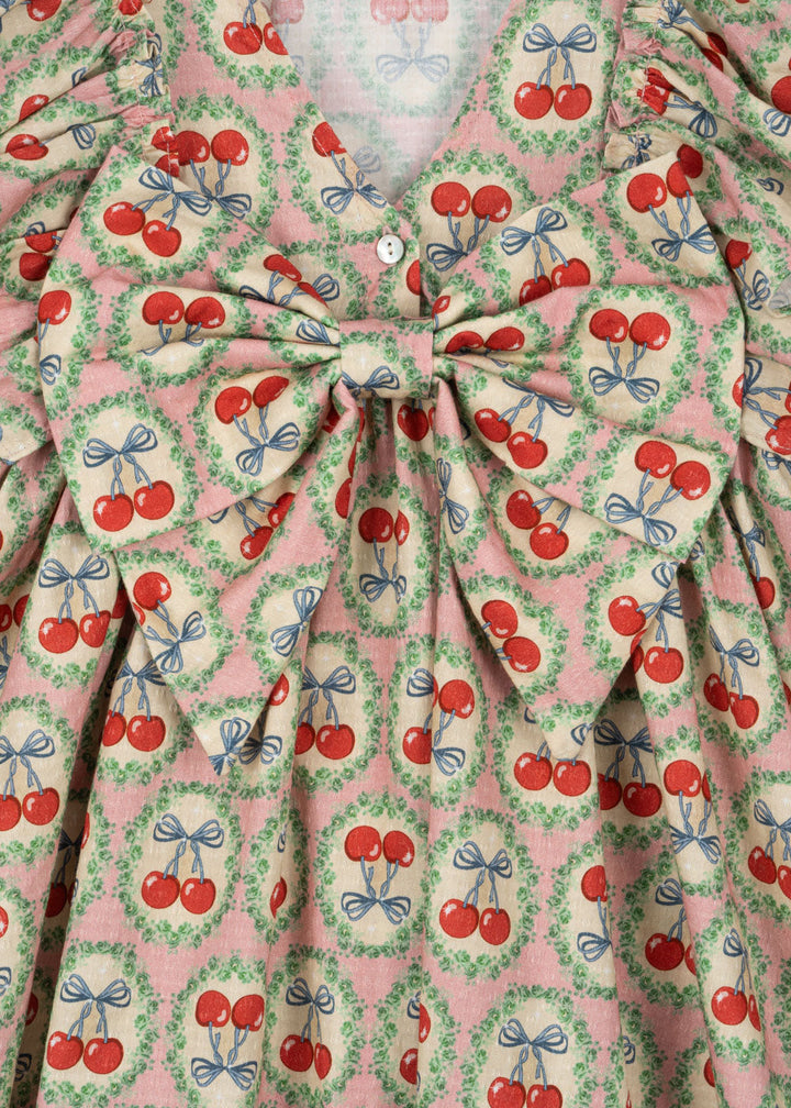 [Konges slojd] Evia LS Bow Dress GOTS - Cherry Bow