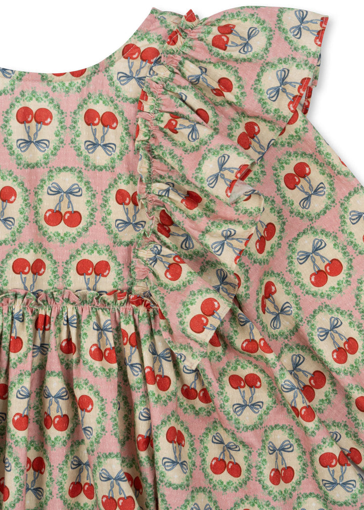 [Konges slojd] Evia LS Bow Dress GOTS - Cherry Bow