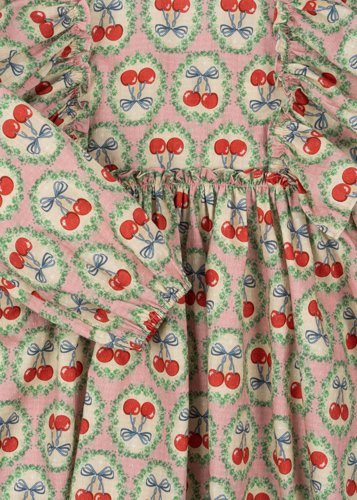 [Konges slojd] Evia LS Bow Dress GOTS - Cherry Bow