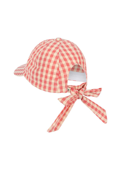 [Konges Sloejd] Kim Bow Cap GOTS - Flamingo Plume Check