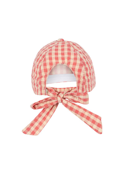 [Konges Sloejd] Kim Bow Cap GOTS - Flamingo Plume Check