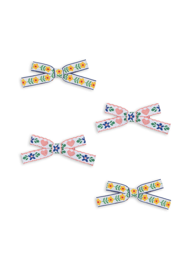 [Konges Slojd] 4pack Mini Bow Hair Clips - White/Rose