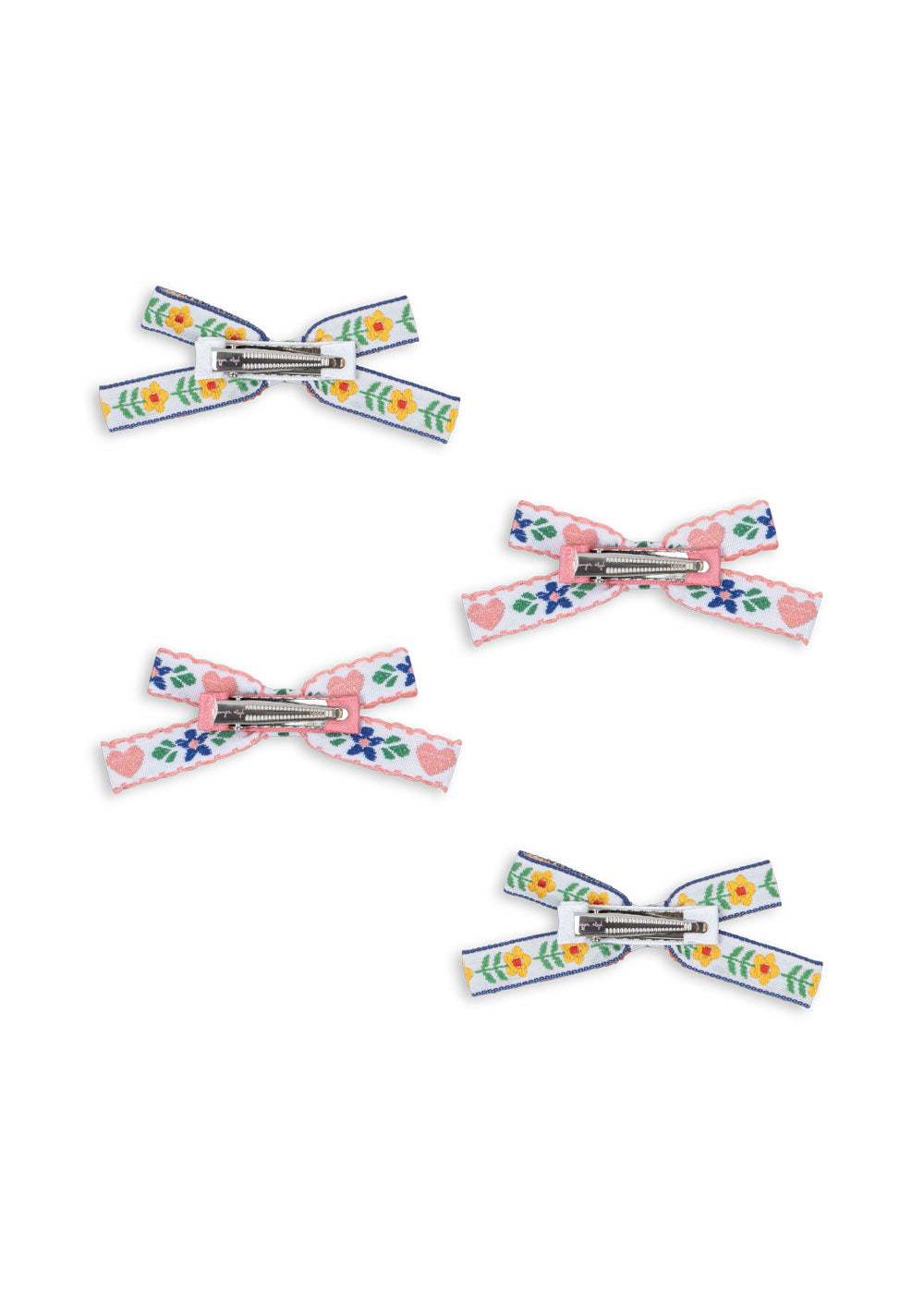 [Konges Slojd] 4pack Mini Bow Hair Clips - White/Rose