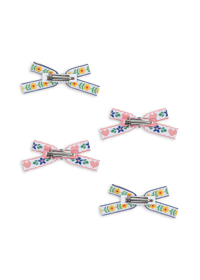 [Konges Slojd] 4pack Mini Bow Hair Clips - White/Rose