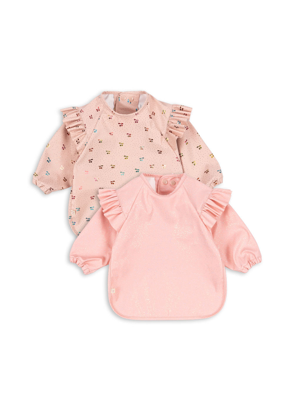 [Konges slojd] 2 Pack Dinner Bib With Sleeves And Frill- Cherry Sparkle