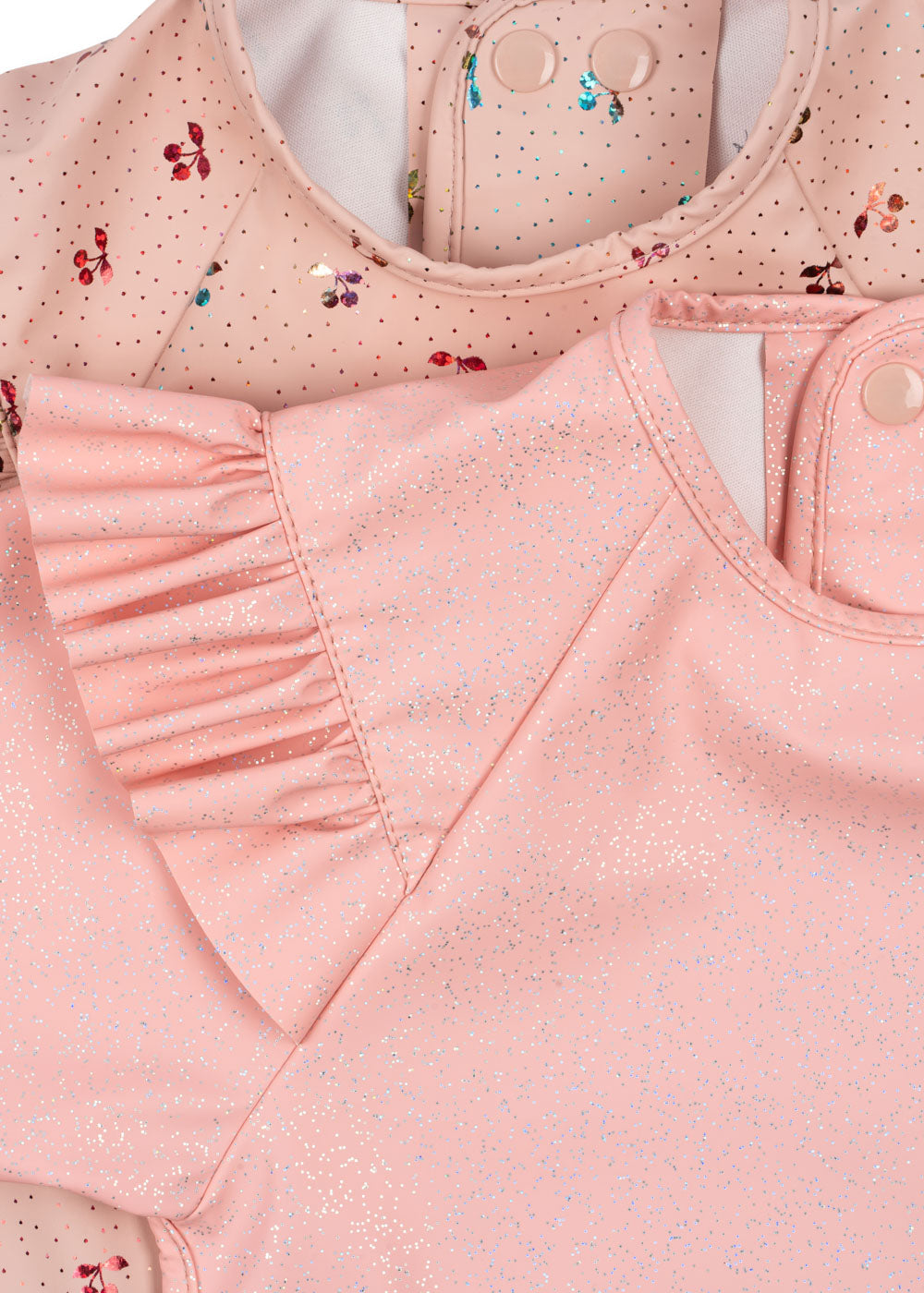 [Konges slojd] 2 Pack Dinner Bib With Sleeves And Frill- Cherry Sparkle