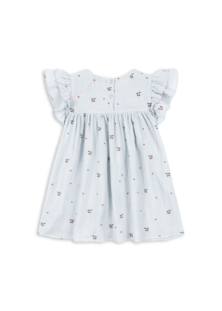 [Konges slojd]Coco Dress GOTS - Cherry Blue Coeur