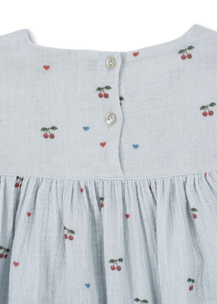 [Konges slojd]Coco Dress GOTS - Cherry Blue Coeur