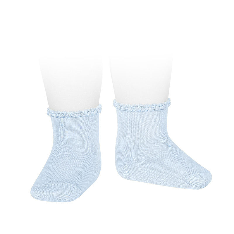 [Condor] Short Socks With Patterned Cuff [416 Baby Blue]