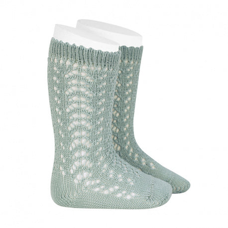 [Condor]Perle Openwork Knee High Socks - [495 Sea Mist]