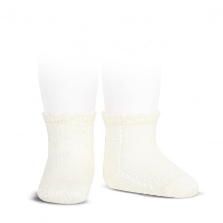 [Condor] Perlen-Baumwollsocken mit seitlichem Lochmuster - Beige