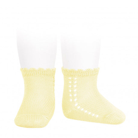 [Condor] Perle Cotton Socks with Side Openwork - [610 Butter]