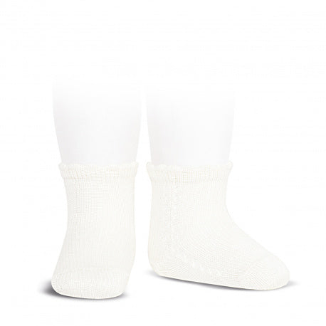 [Condor] Perle Cotton Socks with Side Openwork - [202 Cream]