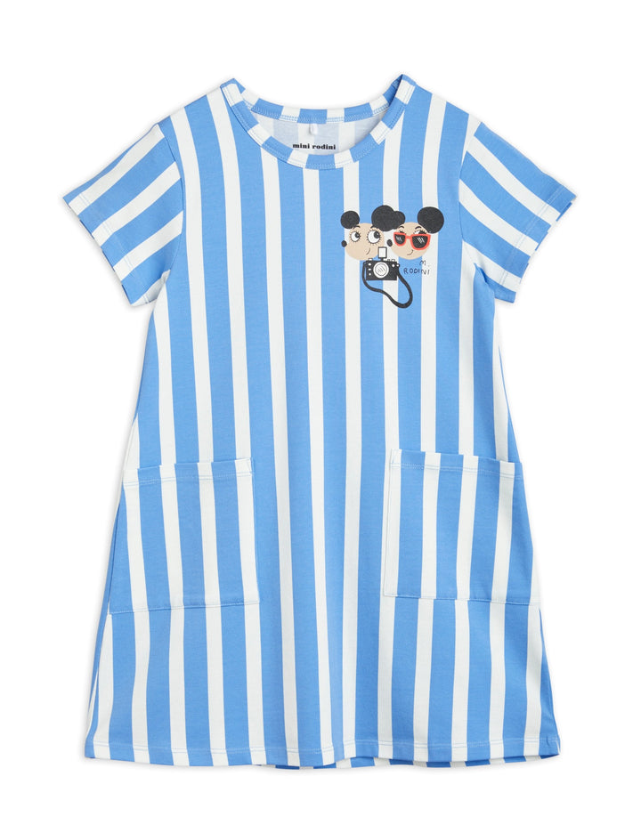 Mini Rodini – Ritzratz – Gestreiftes AOP-Kurzarmkleid - Blau 
