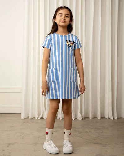 Mini Rodini Ritzratz stripe aop ss dress - Blue